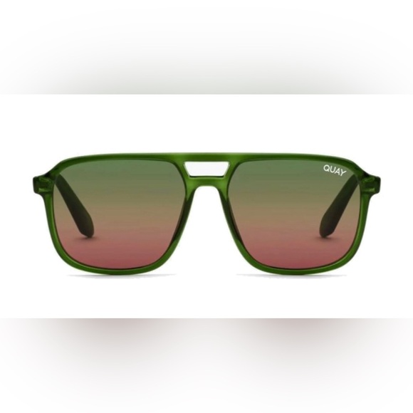 Quay On The Fly aviator Green frame Brown Gradient Lens unisex sunglasses new - Picture 3 of 5